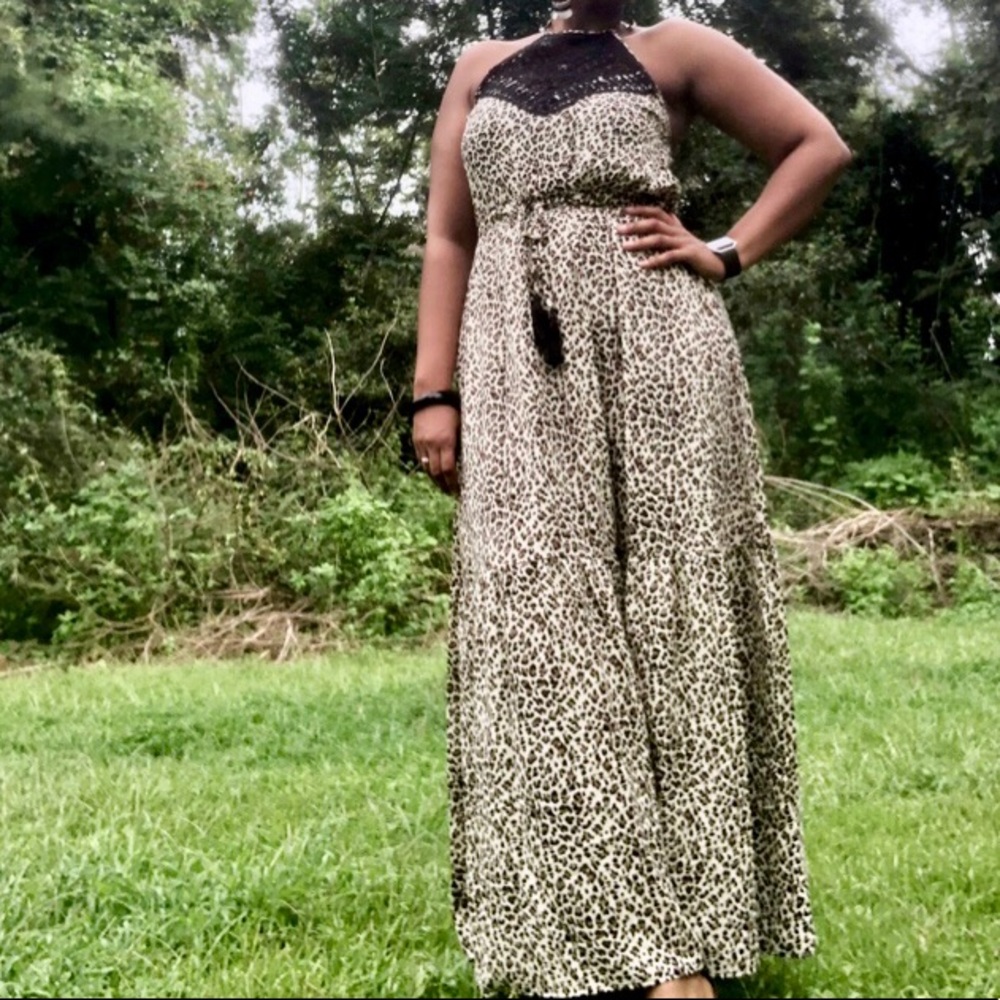 Animal print halter dress